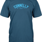 Dark blue short-sleeve t-shirt with arched text reading 'Water Skis Est. 1965' in light blue across the chest.