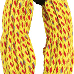 Coiled 4-rider safety tube rope in volt yellow and red, secured with black Proline-branded strap.