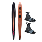 Rocket water ski with Double Comp Boots, featuring a sleek black-to-orange gradient design and durable adjustable bindings.