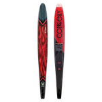 Side-by-side view of the 2024 Carbon V, showing both top and base with deep crimson, black carbon, and angular graphics.