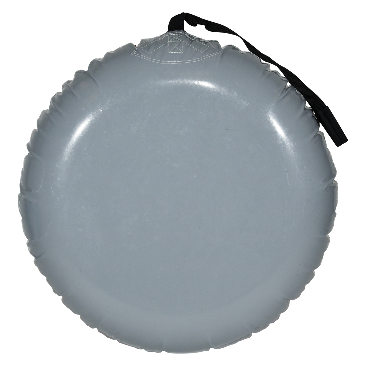 Bottom view of Avalanche Snow Tube with smooth gray base and tow strap.
