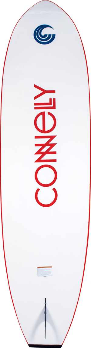Bottom view of SOFTY SUP with white base, red Connelly logo, and single center fin.