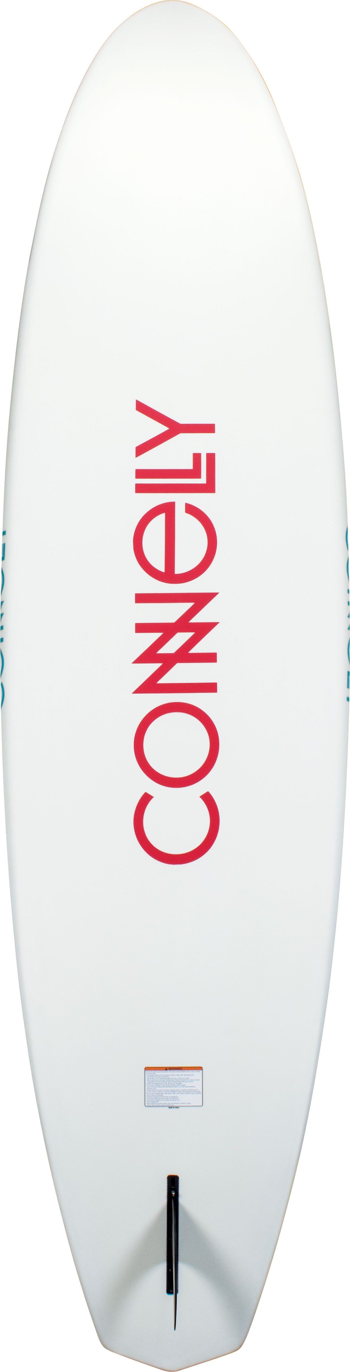 Bottom view of the Classic LTD stand-up paddleboard in solid white with a centered logo and a single removable fin.