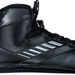 Right-side view of the 2024 Shadow Rear binding, featuring a black synthetic upper with silver accents and an open-toe design.