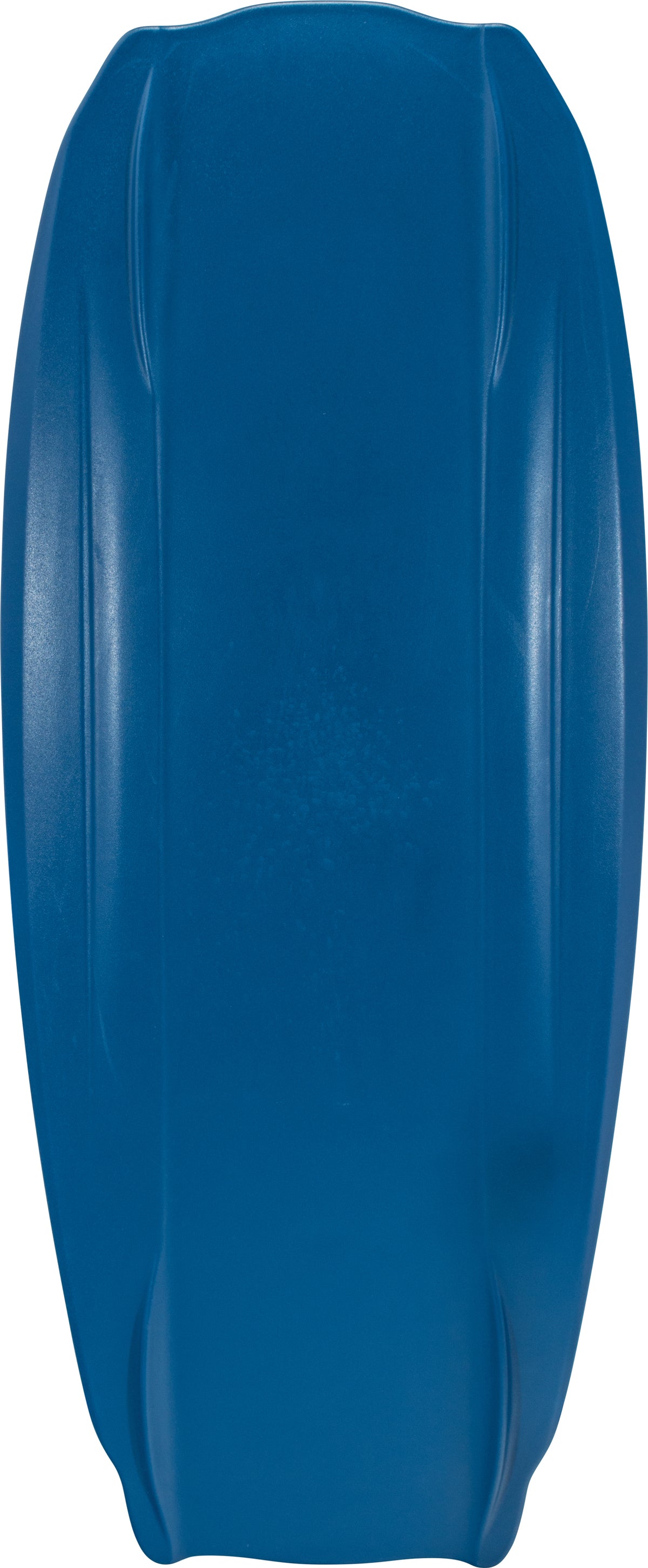 Bottom view of the THEORY kneeboard in solid blue with molded channels for stability and performance.