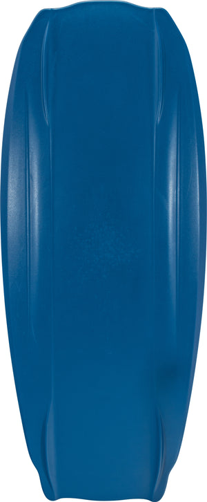 Bottom view of the THEORY kneeboard in solid blue with molded channels for stability and performance.