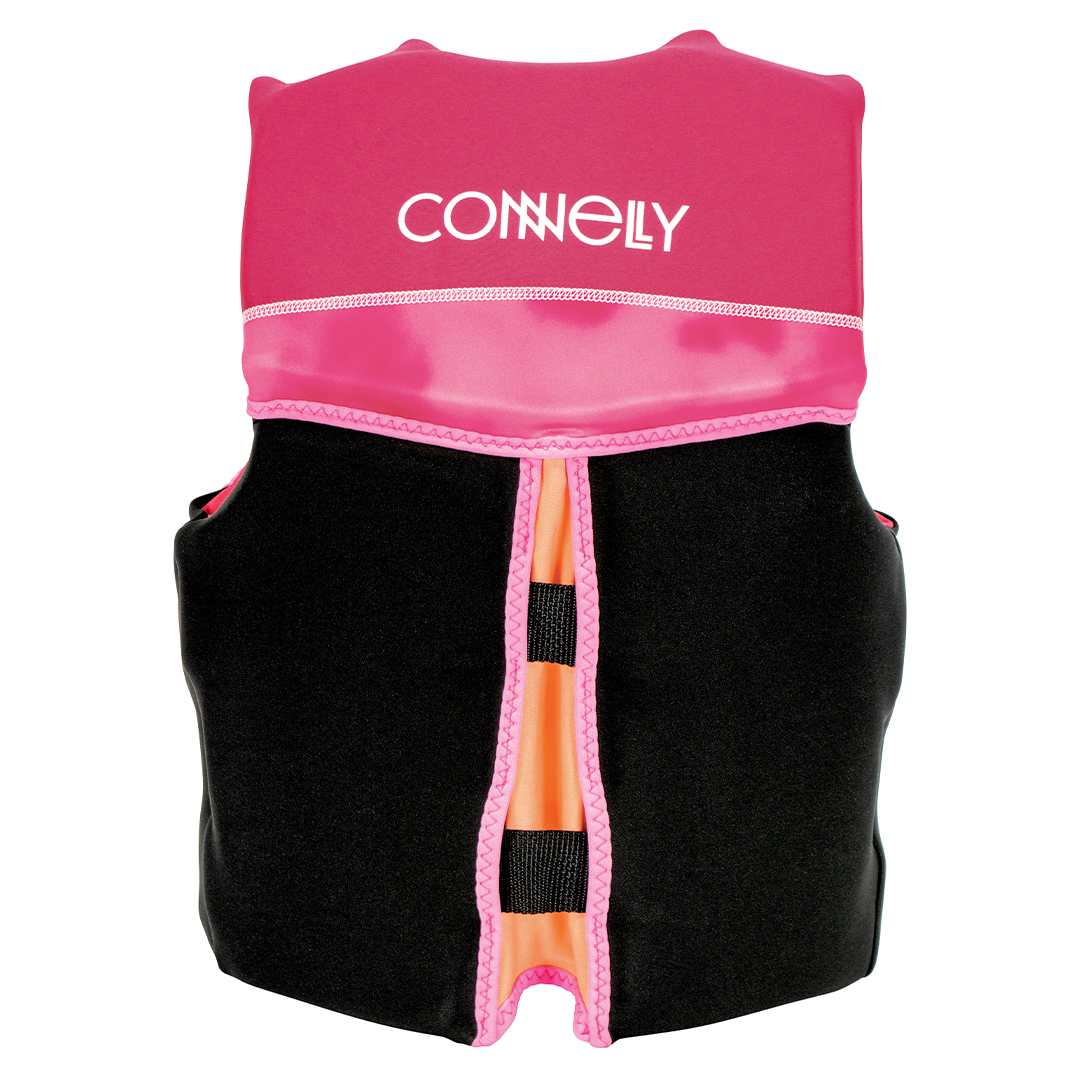 Back view of the Youth Classic Neo vest in pink and black.