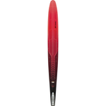 Top view of the 2024 Men's Concept ski, showcasing its black and red design with a bold logo.