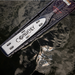 Close-up of the underside of the Connelly 2024 Men's Concept ski, featuring structured grooves for stability.