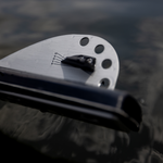 Detailed close-up of the 2024 Men's Concept ski fin adjustment system with measurement markings.