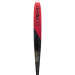 Bottom view of the Connelly 2024 Men's Concept ski, featuring a sleek red and black gradient with the Connelly logo.