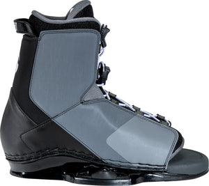 Left inside view of the Draft wakeboard binding showing its ergonomic fit, durable overlays, and secure lace system.