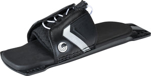 Angled left view of the Lace Adjustable RTP, showing the black and silver foot strap, perforations, and lace closure.