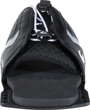 Front view of the Lace Adjustable RTP, an open-toe black design with a lace-tightening system and padded footbed.