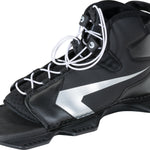 Angled left-side view of the Shadow Front Boot, with black synthetic materials, reinforced stitching, and white lace system.