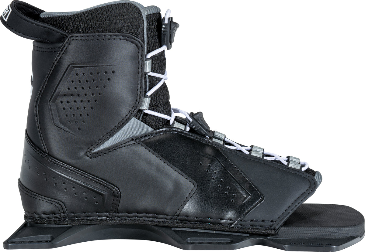 Black Tempest Front binding, right-side view, featuring a secure lacing system, ergonomic fit, and reinforced panels.