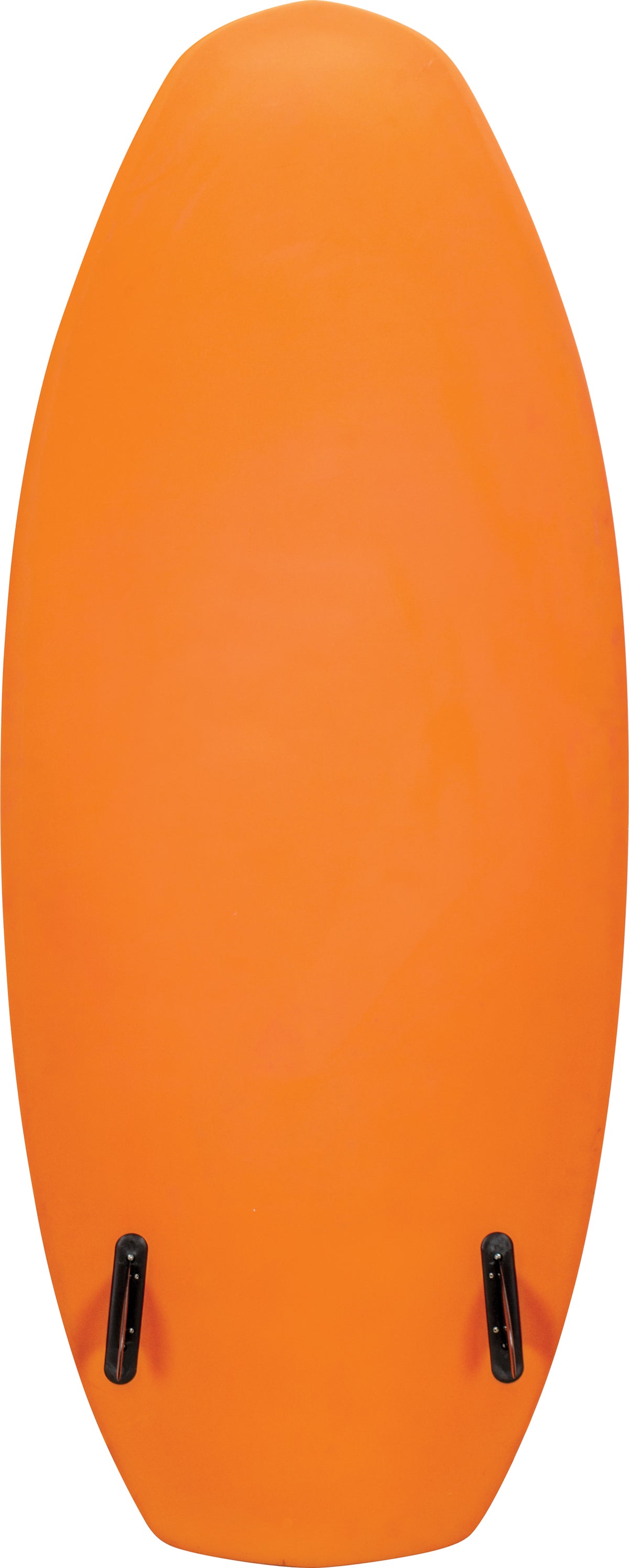 Base view of the Wild Thing, showing a solid orange surface with two black fins near the tail for stability.