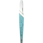 Top view of the Women's Aspect ski, featuring a white and teal design with geometric accents and the Connelly logo.