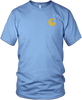 Front of Summer Tee in light blue with a yellow Connelly logo icon on the upper-right chest.