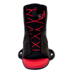 Front-facing Empire wakeboard boot highlighting red laces, open toe, and lace-lock system for a secure fit.