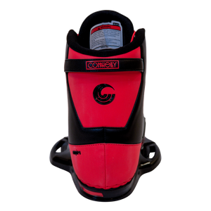 Back view of the Empire wakeboard boot, showing heel support, branding, and secure ankle strap.