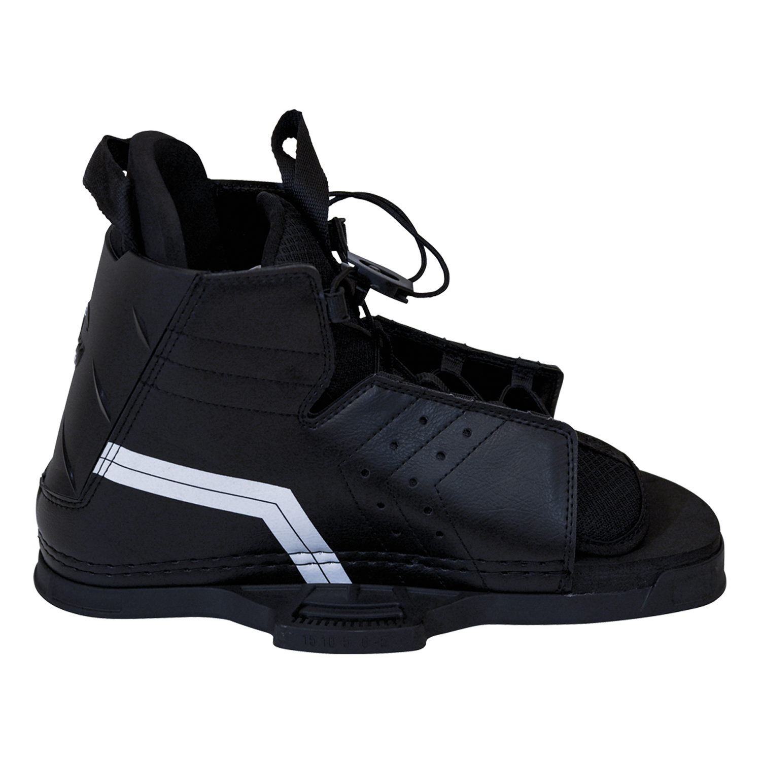 Inside view of the Hale wakeboard binding featuring supportive ankle padding and a durable baseplate.