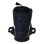 Rear view of the Hale wakeboard binding with a black heel support, pull strap, and embossed logo.