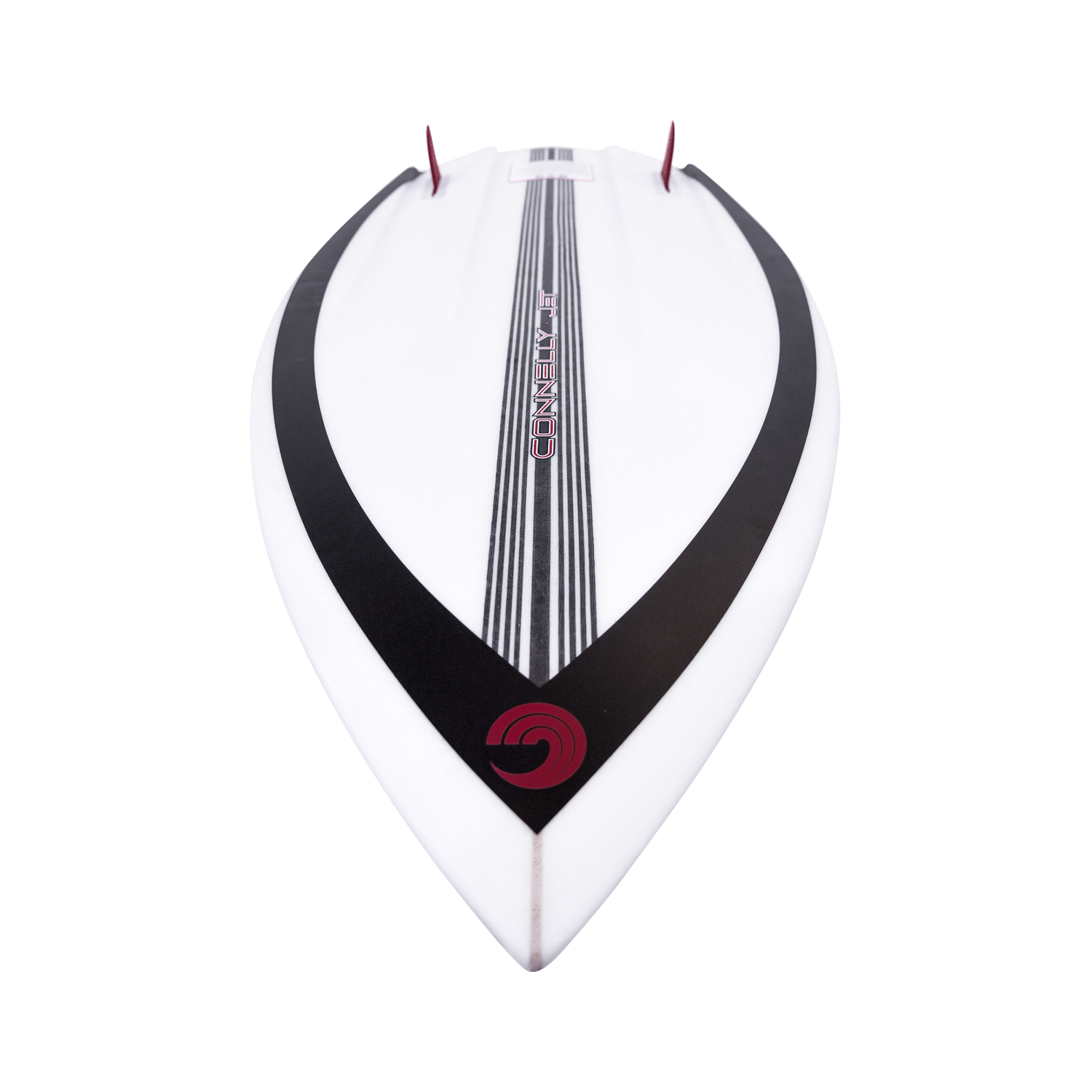 Rear view of the Jet wakesurf board, highlighting dual fin slots, grip texture, and streamlined tail.