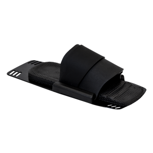 Angled view of the Pivot RTP, a black rear toe plate with a textured footbed and adjustable rubber overlay.