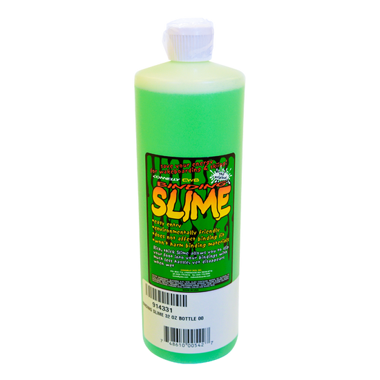 Bright green Binding Slime in a 32-ounce bottle with a flip-top cap and a label highlighting its eco-friendly formula.