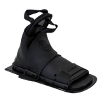 Angled view of the Stoker Front binding, highlighting its ergonomic design, lace closure, and durable construction.