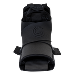 Front view of the Stoker Rear binding in black, featuring an open-toe design, embossed logo, and cushioned footbed.