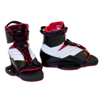 Pair of Venza bindings side by side, showing front and rear views, lace-up closures, and durable construction.