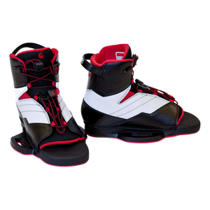 Pair of Venza bindings side by side, showing front and rear views, lace-up closures, and durable construction.
