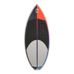 Top view of Benz wakesurf board showing black and gray traction pads with red tip accent.