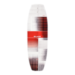 Top view of the Blaze wakeboard with white, gray, and red block pattern design.