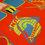 Close-up of Fun 3 surface showing logo design and padded seating area.