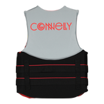 Back view of Junior Promo NEO vest in gray and black with horizontal straps and logo text.