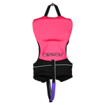 Back view of Infant Promo NEO vest in pink and black with grab strap and bottom safety strap.