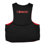 Back view of Men's Big Promo NEO vest in solid black with red interior and logo on upper back.