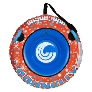 Top view of Avalanche Snow Tube showing blue center seat and snowflake pattern.