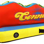 Rear view of Super Fun 3 towable tube with large Connelly logo on red backrest.