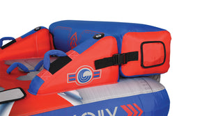 Close-up of Switch 2 side showing padded armrest and buckle strap.