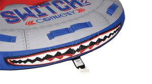 Front detail of Switch 2 tube showing shark mouth and tow point attachment.