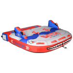 Side angled view of Switch 3 tube showing three seats and bold shark design.