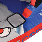 Close-up of Switch 3 surface showing eye graphic and stitched details.