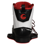 Rear view of Venza binding with red Connelly logo and black heel.