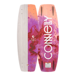 Front and back views of the Wild Child wakeboard with woodgrain and marbled color design.