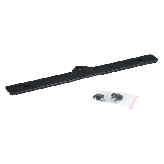 Top view of the Cadet Combo Ski Stabilizer Bar in black with mounting screws.