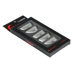 Angled view of the Versatail Kit for 65"-66" skis in black packaging with multiple tail pieces.